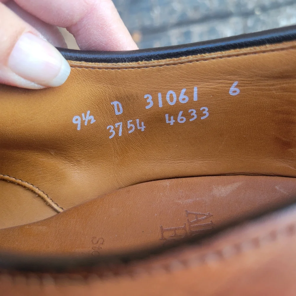 Men's Brown Leather Derby Shoes Allen Edmonds Stockbridge Size‎ 9.5 D Shoes